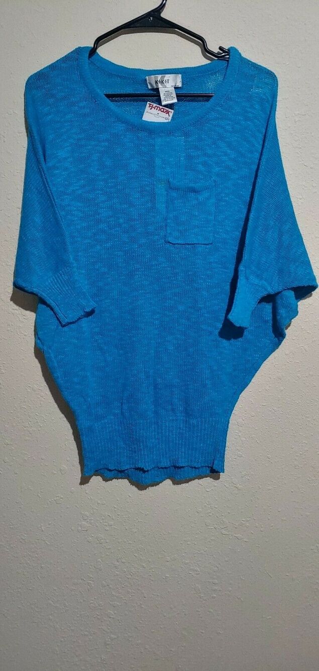 NWT Womens KIKIT Lightweight Teal Blue Sweatersz M